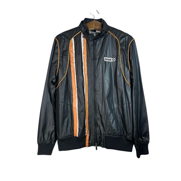 Gumball 3000 Racing RARE Y2K Original Mens Black Orange Striped Zip Jacket Sz L